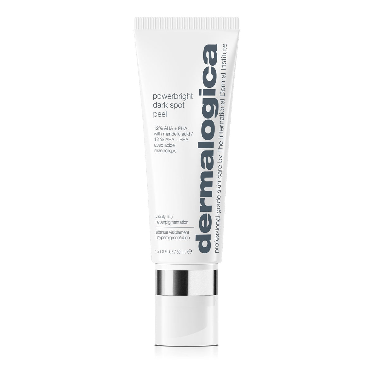 Dermalogica product front packaging showing bottle and label, clear identification and benefit