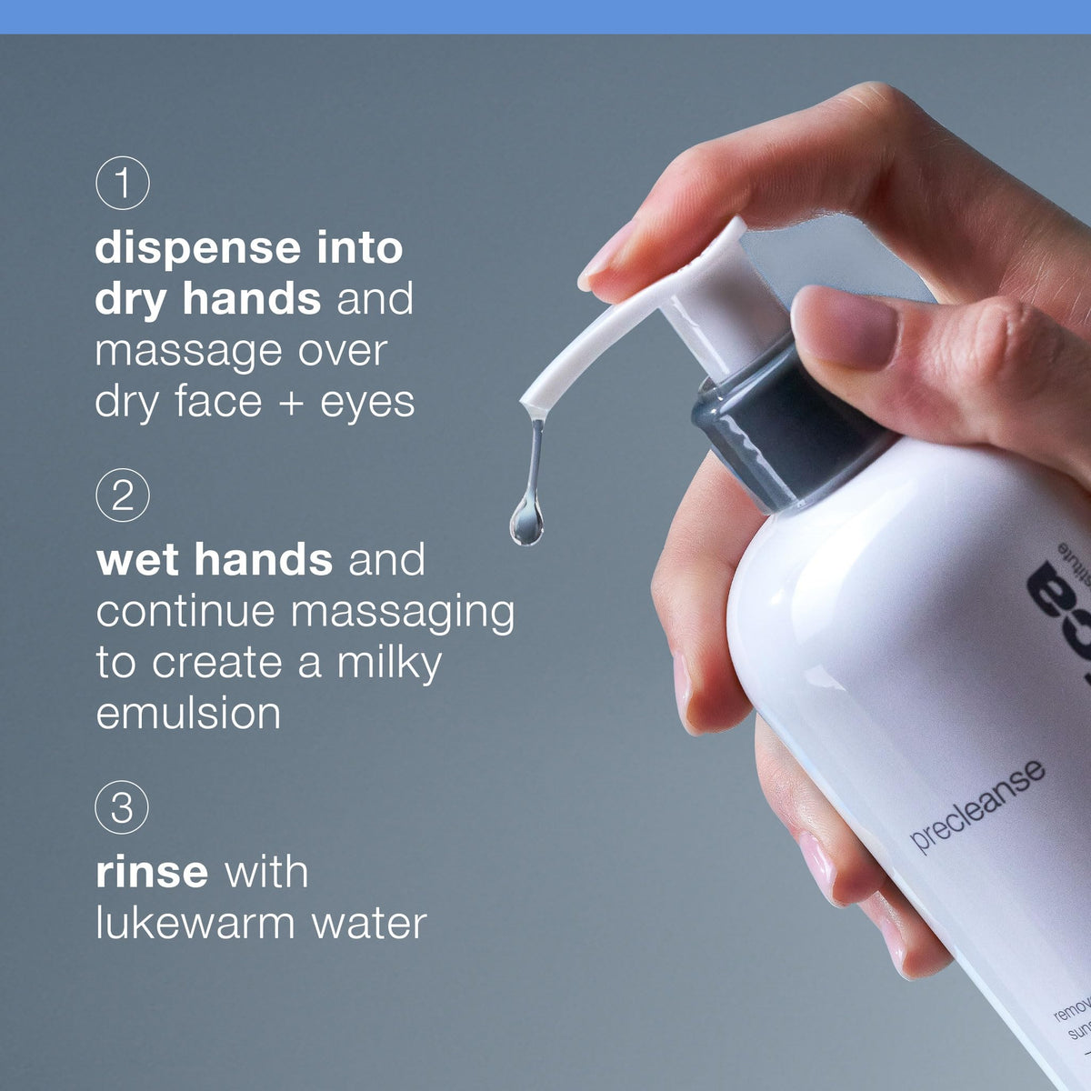 Dermalogica emulsified oil in hand demonstrating light, milky rinse benefit