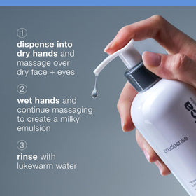 Dermalogica PreCleanse removing waterproof makeup on eyelid, cleanses effectively