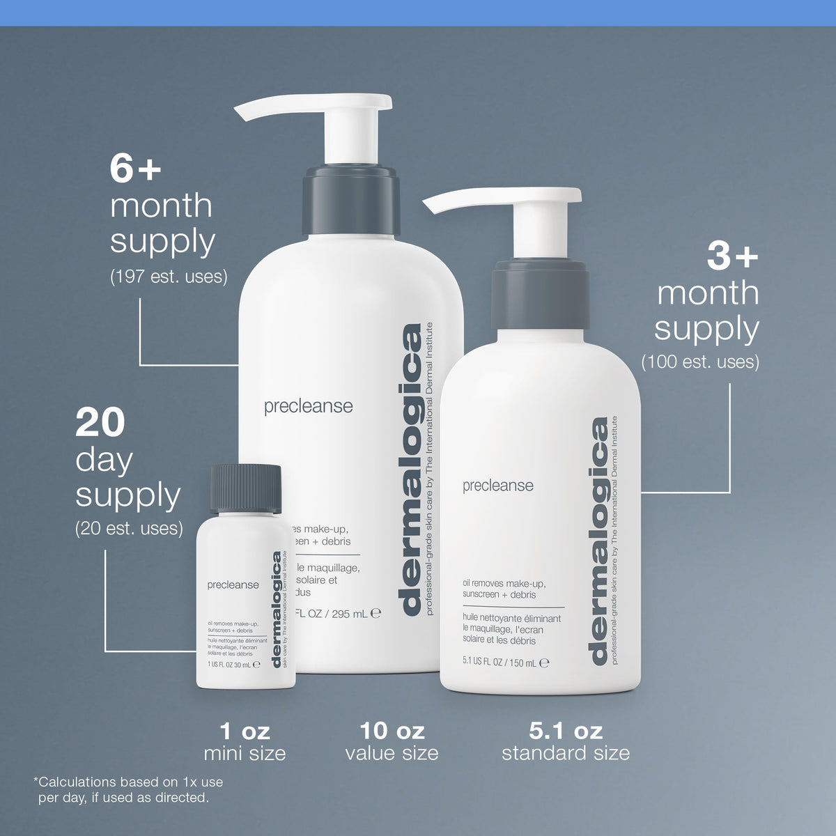 Dermalogica PreCleanse bottle in hand showing 5.1 fl oz size for scale