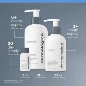 Dermalogica PreCleanse bottle in hand showing 5.1 fl oz size for scale