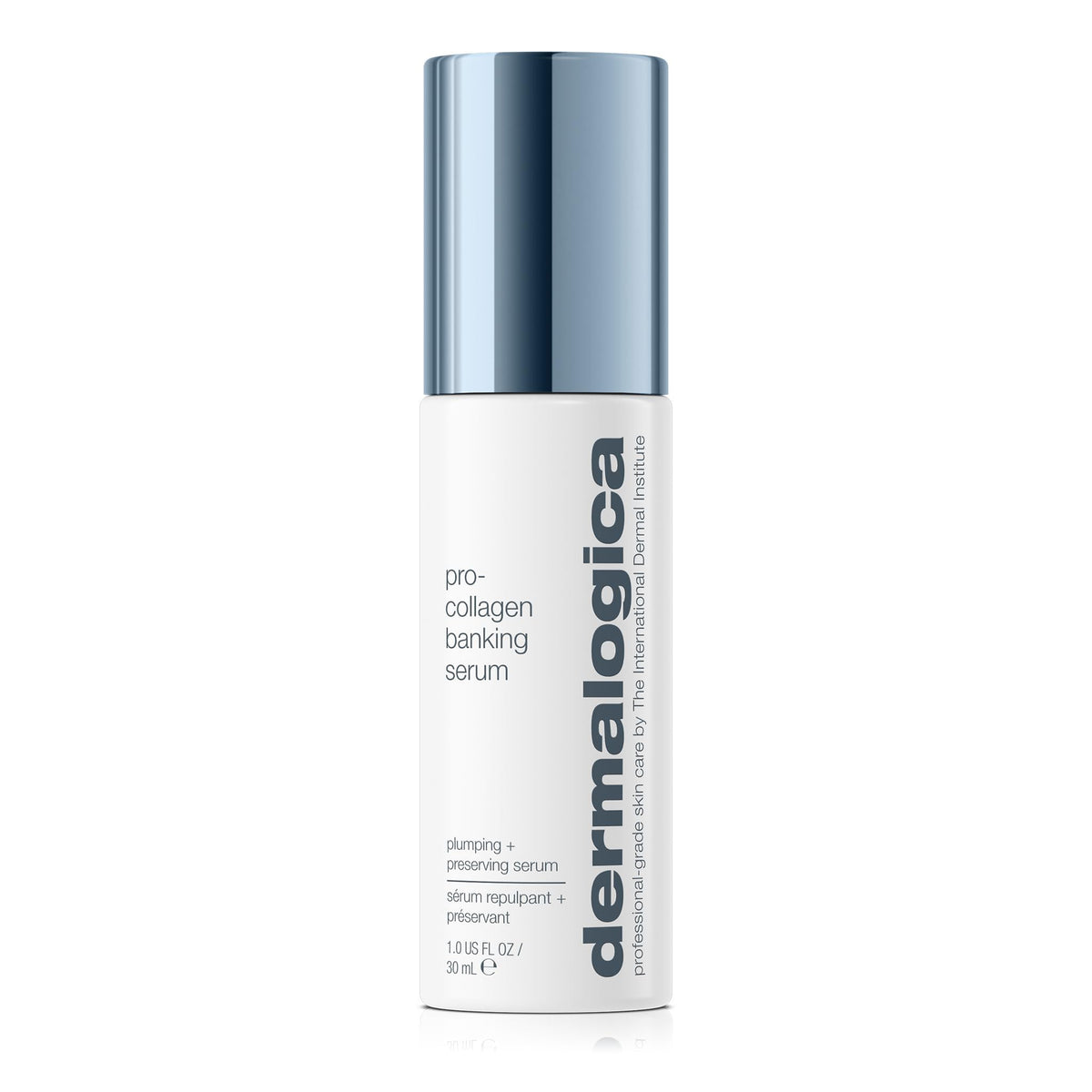 Dermalogica bottle front view showing serum and brand benefit of skin plumping