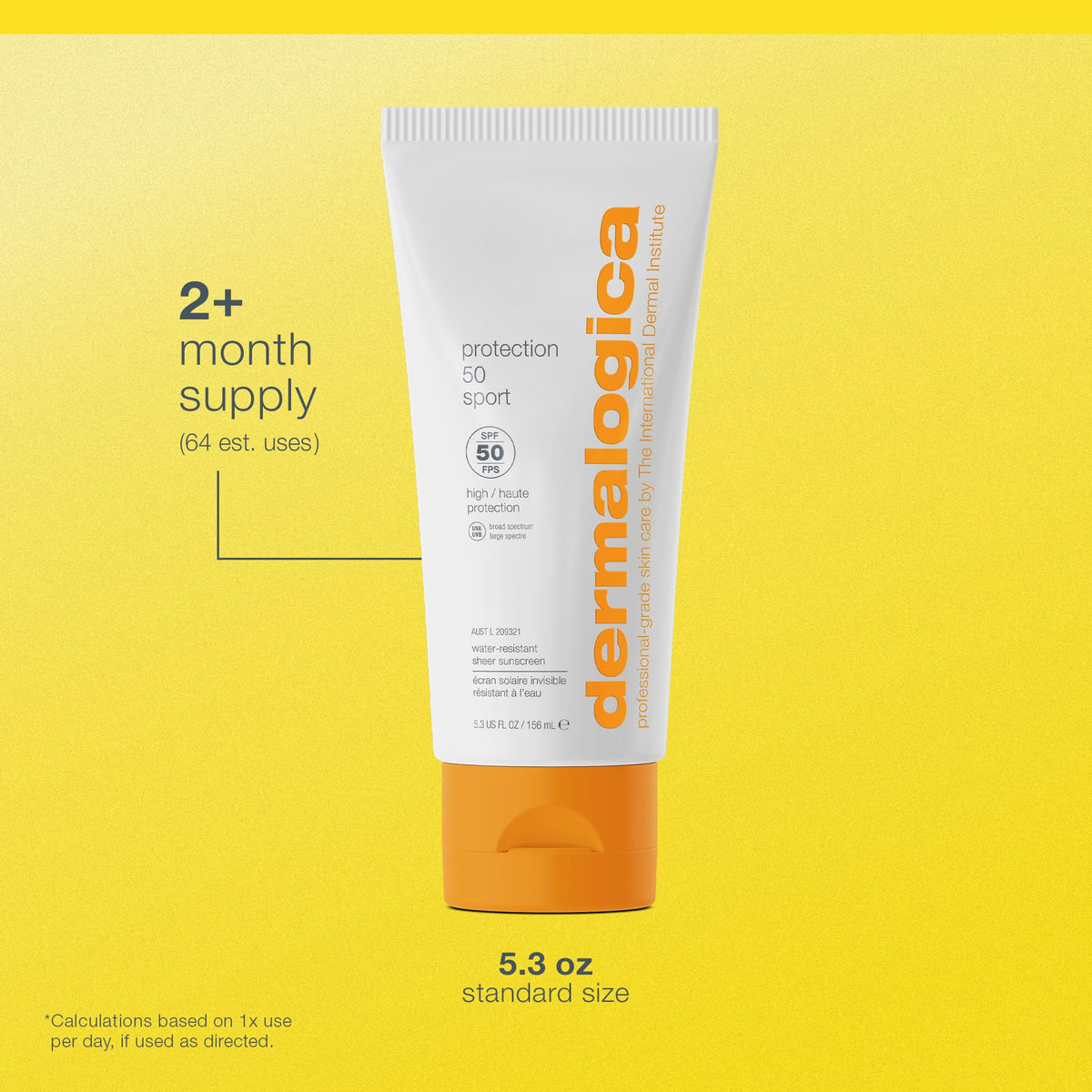 Dermalogica SPF50 sport applied to arm demonstrating water-resistant coverage benefit