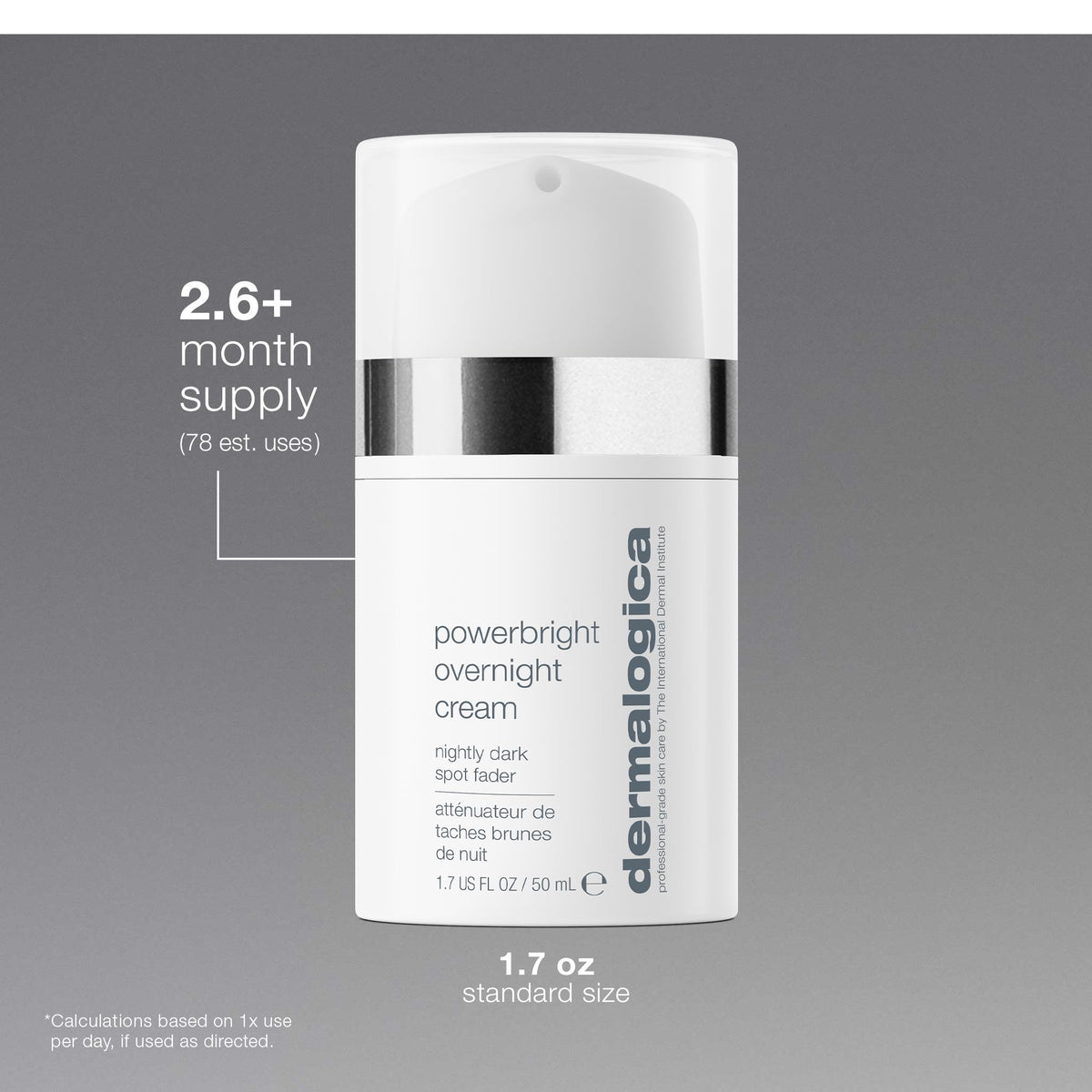Dermalogica jar beside ruler showing 1.7 fl oz size for scale and portability benefit