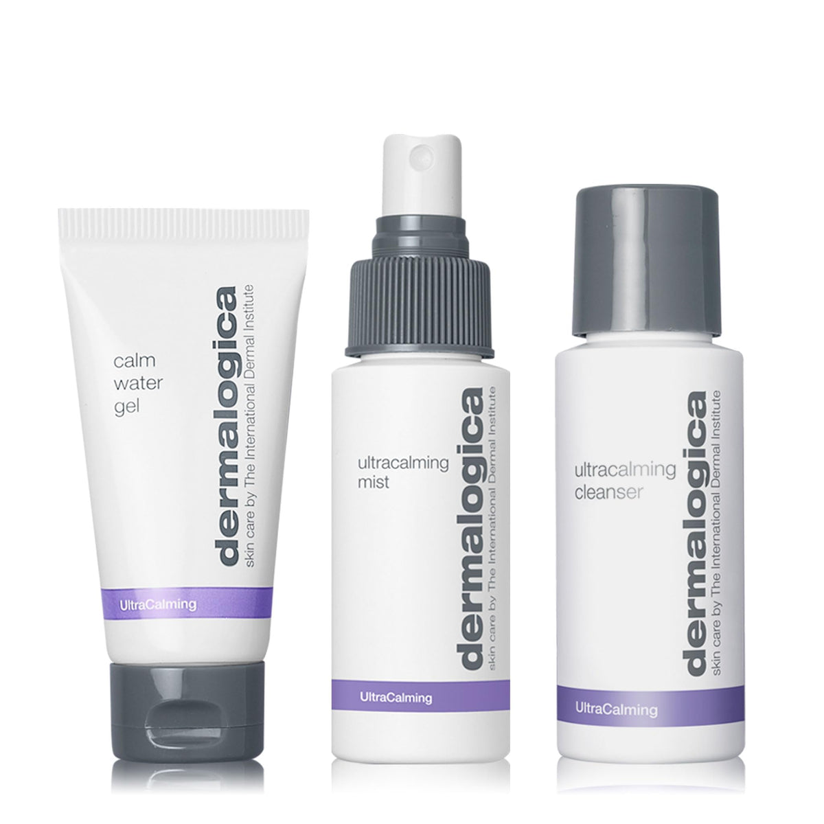 Dermalogica sensitive skin rescue kit front view showing all three items and calming packaging