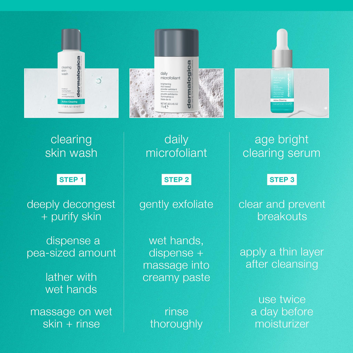 Dermalogica serum applied to cheek illustrating targeted clarity and tone support