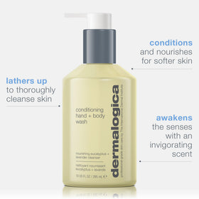 Dermalogica 10 fl oz bottle next to common items for scale