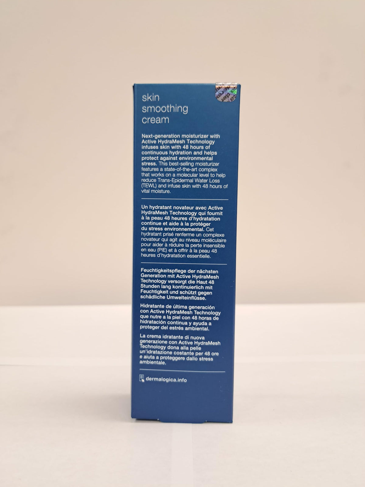 Dermalogica close-up label showing active ingredients and usage guidance