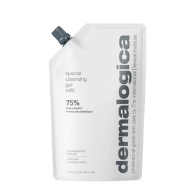 Dermalogica refill front pouch showing product branding and convenience
