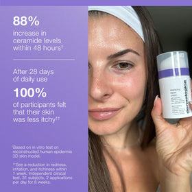 Dermalogica 1.7 fl oz jar beside ruler for size comparison and portability