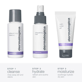 Dermalogica UltraCalming Cleanser pump close-up demonstrating gentle dispensing and control