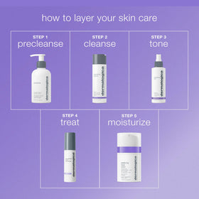 Dermalogica bottle in hand for size perspective and travel-friendly benefit
