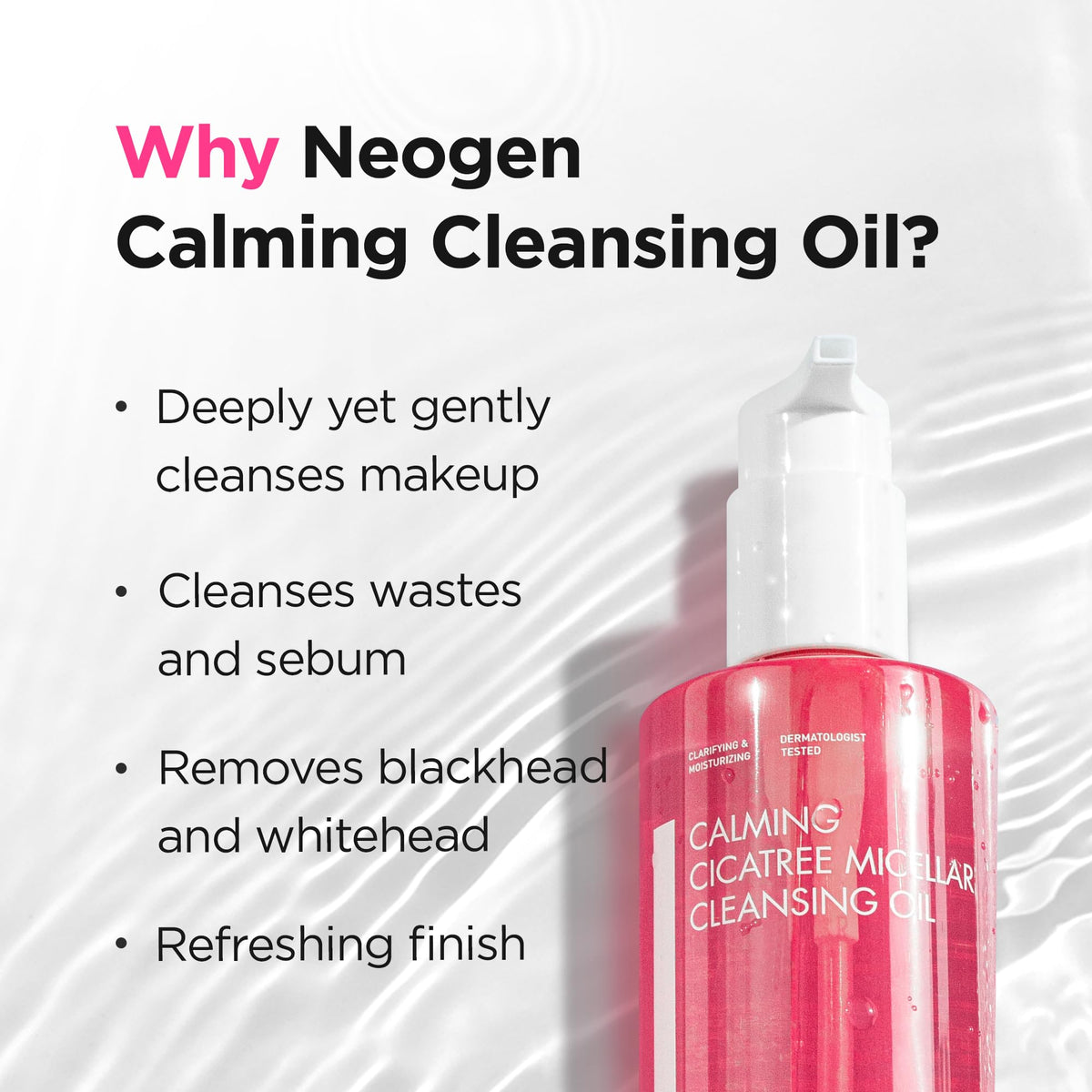 DERMALOGY by NEOGENLAB oil texture drop demonstrating lightweight glide for efficient makeup breakdown