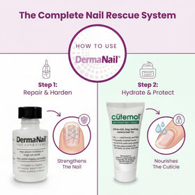 DermaNail strengthener brush close-up applying formula for smooth nails