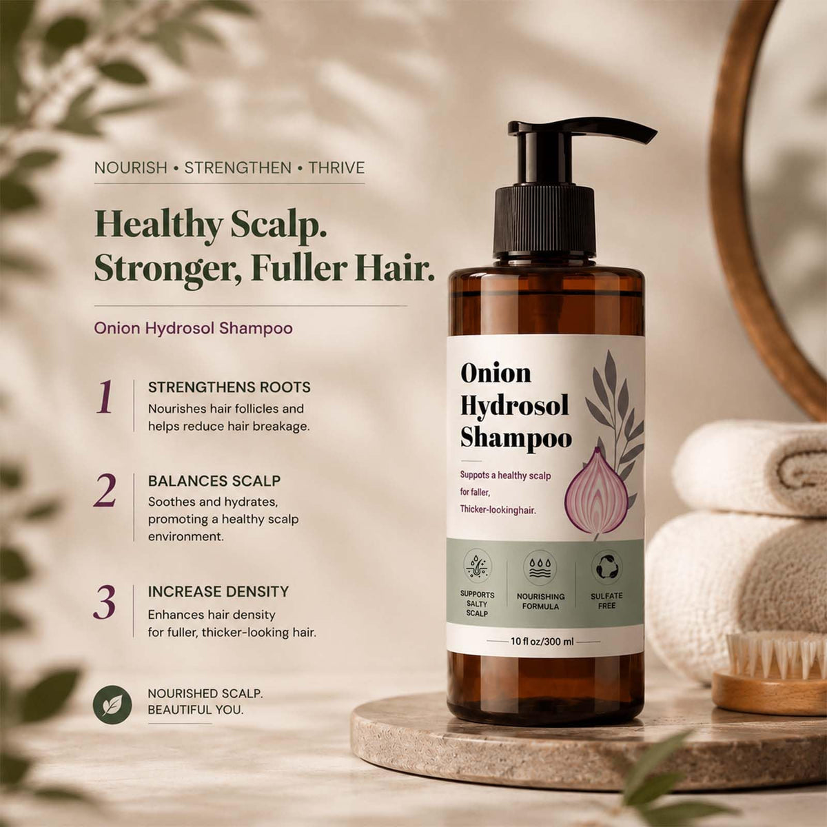 Dermaphics bottle pump close-up displaying smooth shampoo texture