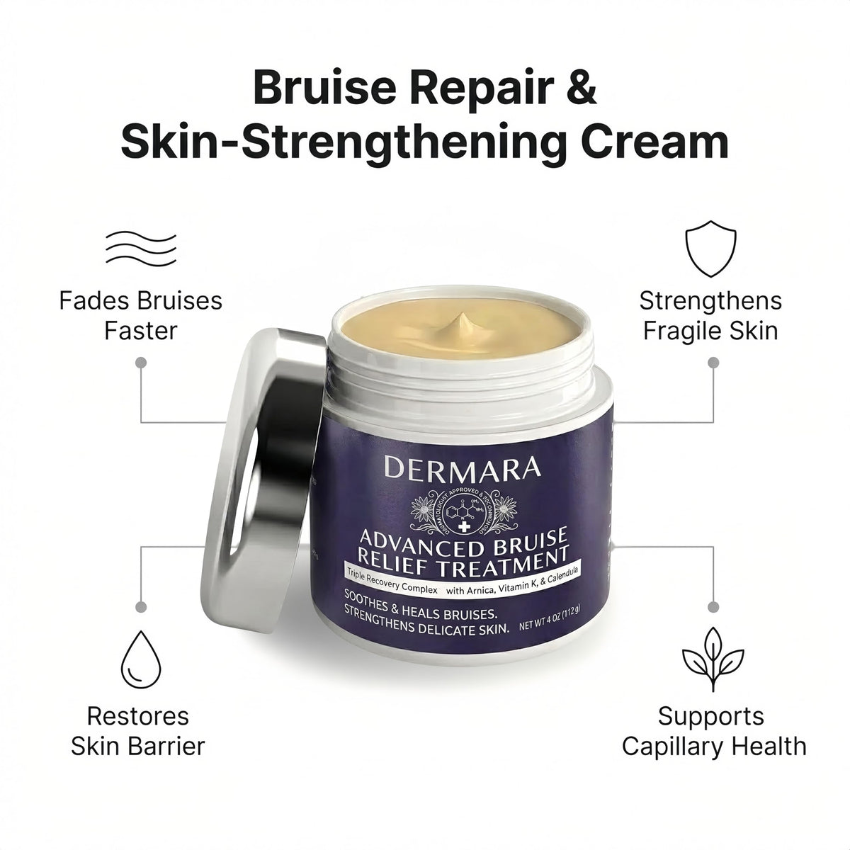 Dermara cream texture close-up highlighting fast-absorbing, non-greasy feel