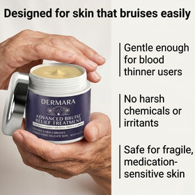 Dermara label close-up showing vitamins K, C and E formulation benefits