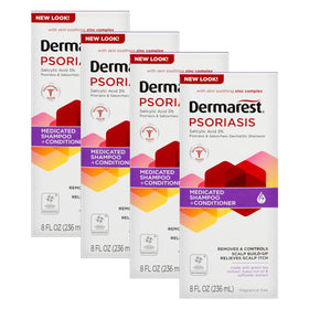 Dermarest front packaging showing 8 fl oz bottle and product name, clear benefit visible