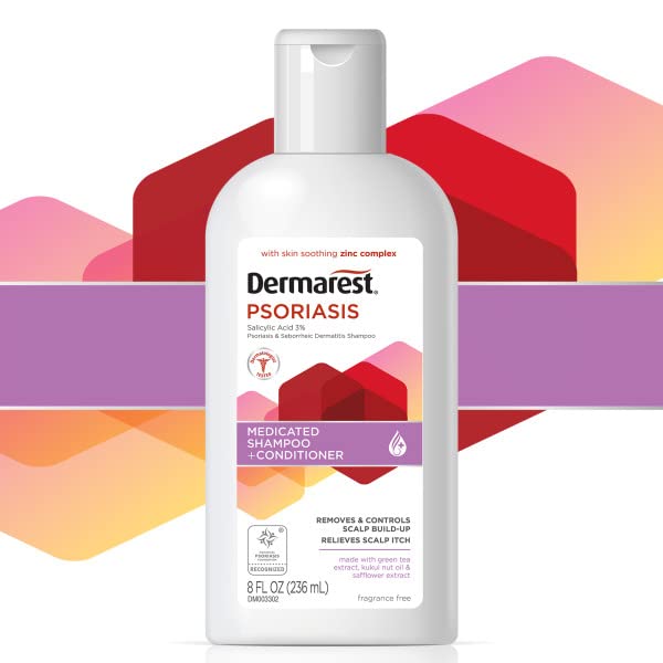 Dermarest bottle held in hand to show size and travel-friendly 8 fl oz benefit