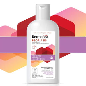Dermarest bottle held in hand to show size and travel-friendly 8 fl oz benefit
