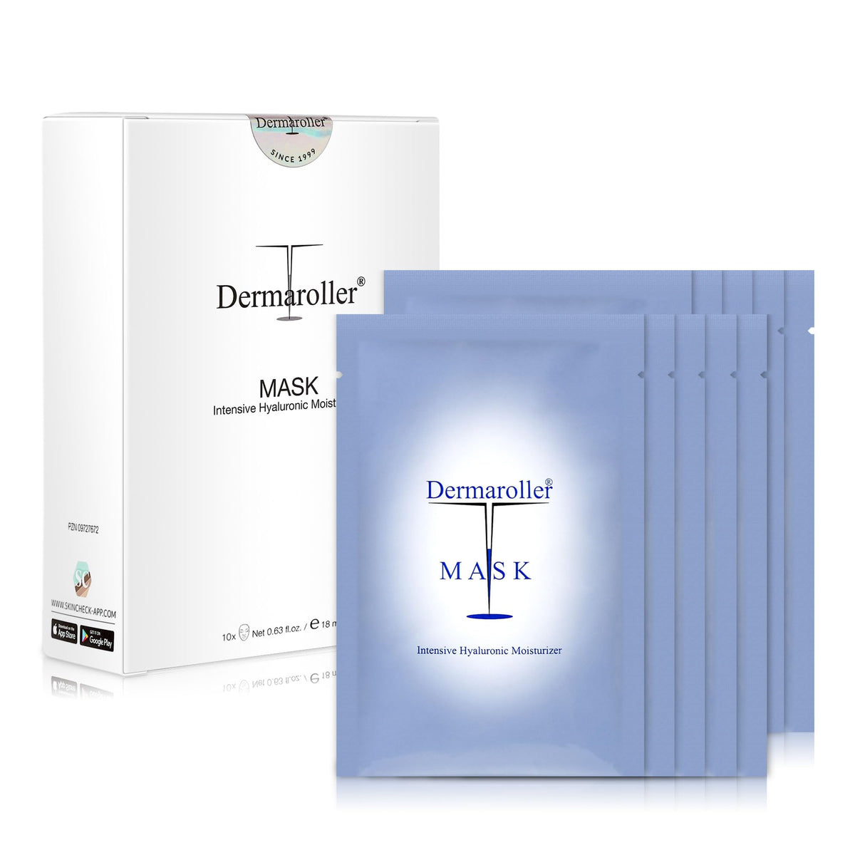 Dermaroller front packaging showing 10-pack and key benefits