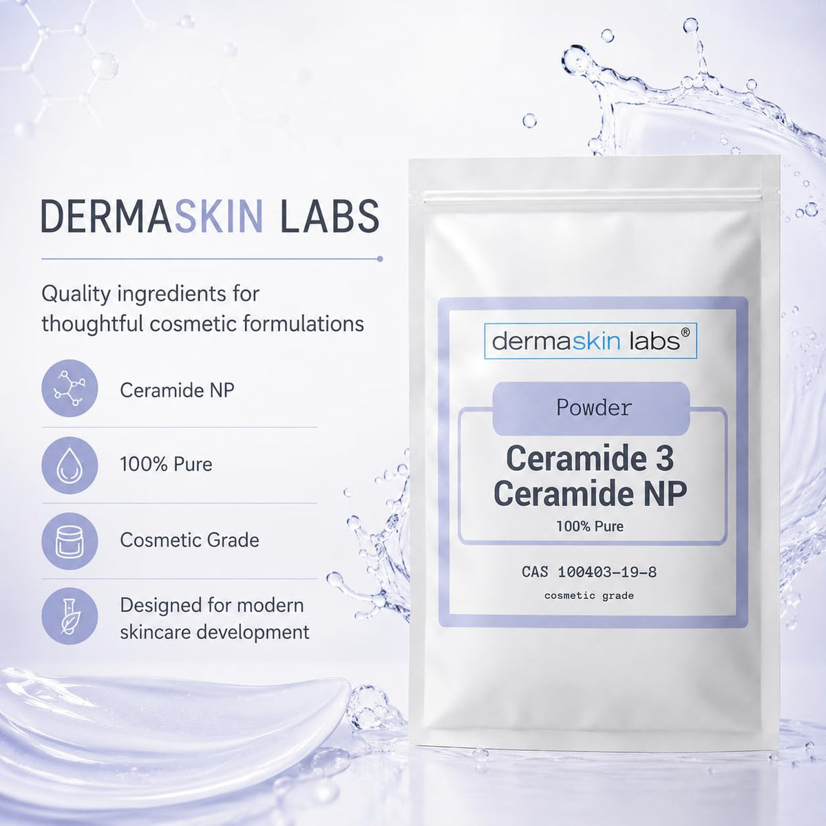 Dermaskin Labs workbench with beakers and mixing tools for formulation