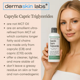 Dermaskin Labs pouring clear triglyceride oil highlighting fluidity and easy formulation blending