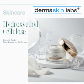 Dermaskin Labs HEC fine powder close-up highlighting uniform particle texture for easy dispersion