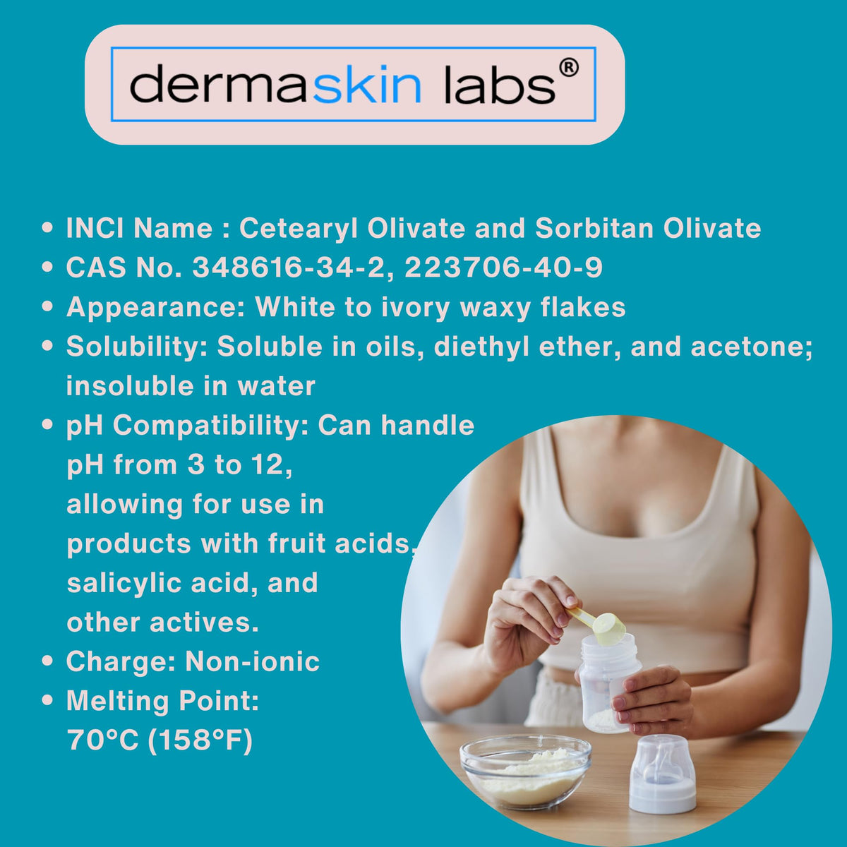 Dermaskin Labs creamy lotion in bowl showing silky stable emulsion benefit