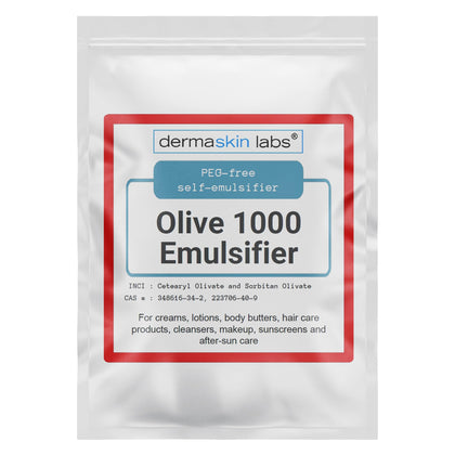 Dermaskin Labs front package showing Olive 1000 emulsifier and certification