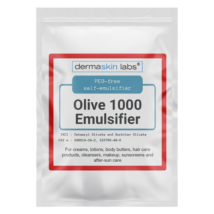 Dermaskin Labs front package showing Olive 1000 emulsifier and certification