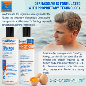 Dermasolve in hand size comparison indicating compact 8 oz bottles for travel
