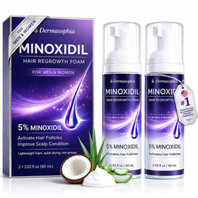 Dermasophia front packaging showing two 60mL bottles and product benefit