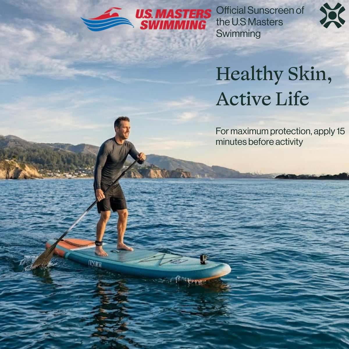 Dermasport label and ingredients showing clean, reef-safe formula benefits
