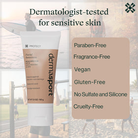 DERMASPORT tube in hand for scale showing travel-friendly convenience