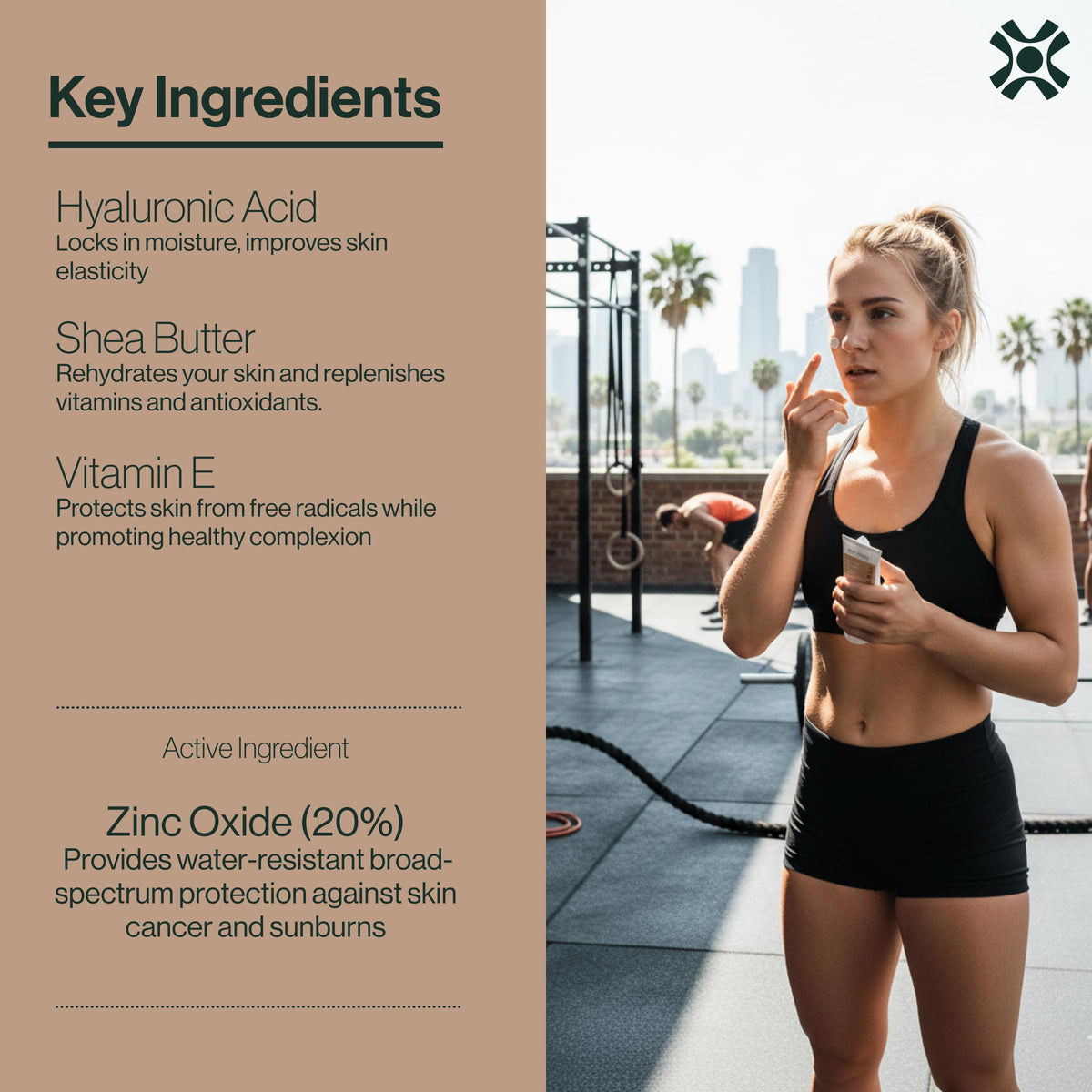 Dermasport texture close-up highlighting zinc oxide smooth finish and quick absorption