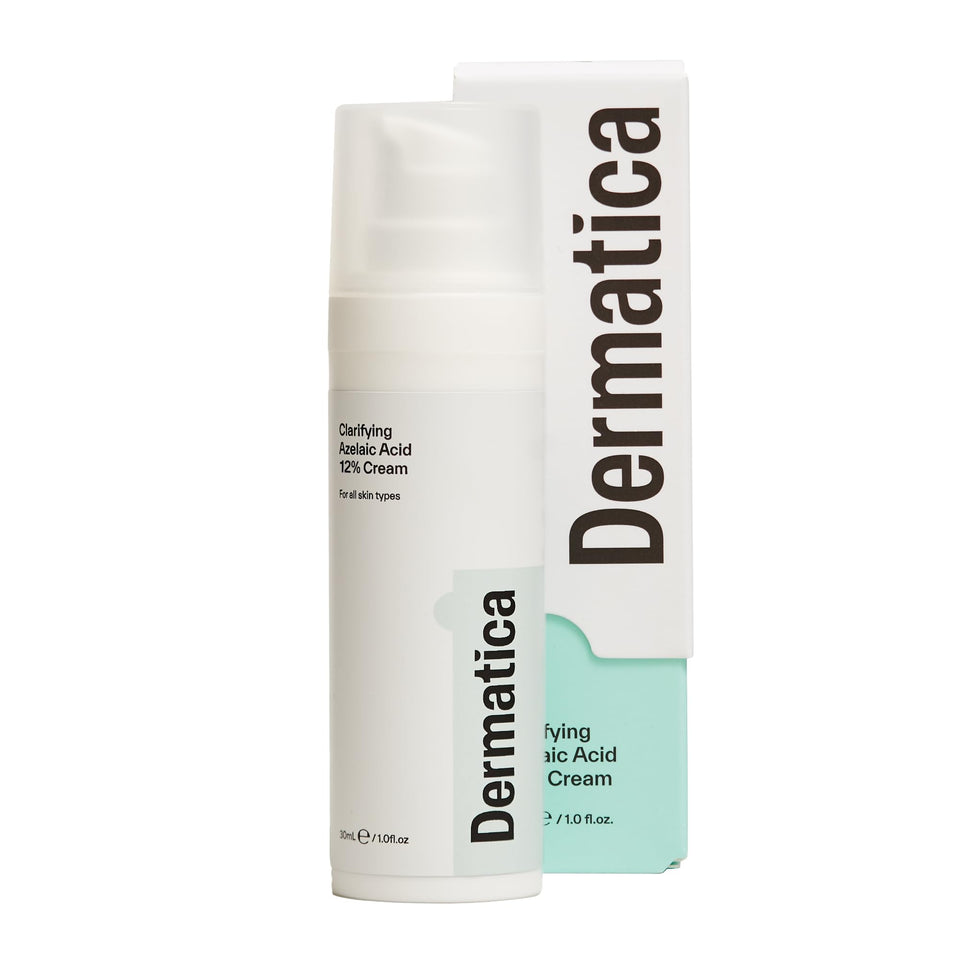 Dermatica clarifying cream front packaging showing product name and compact design, clear branding benefit