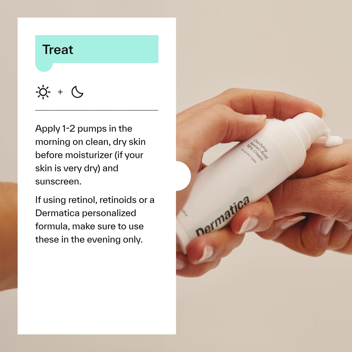 Dermatica cream tube open with product on fingertip demonstrating controlled dispensing and hygienic use