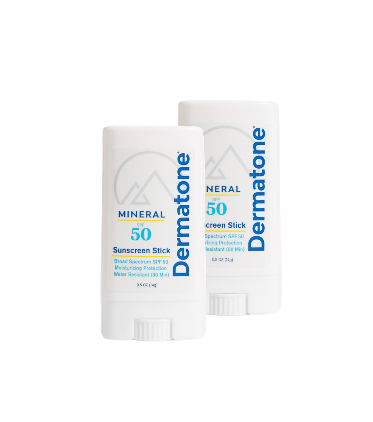 DERMATONE front packaging showing two SPF 50 sticks and benefits