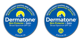 DERMATONE front view of two tins showing compact protection