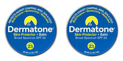 DERMATONE front view of two tins showing compact protection