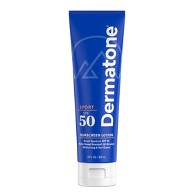DERMATONE front tube view showing SPF 50 protection benefit