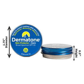 DERMATONE tin on a hiking backpack to illustrate outdoor use