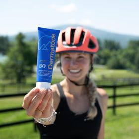 DERMATONE used by runner showing sweat-resistant protection during exercise
