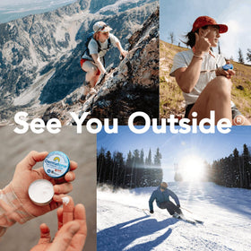 DERMATONE tin beside sunglasses and hat for outdoor sun defense