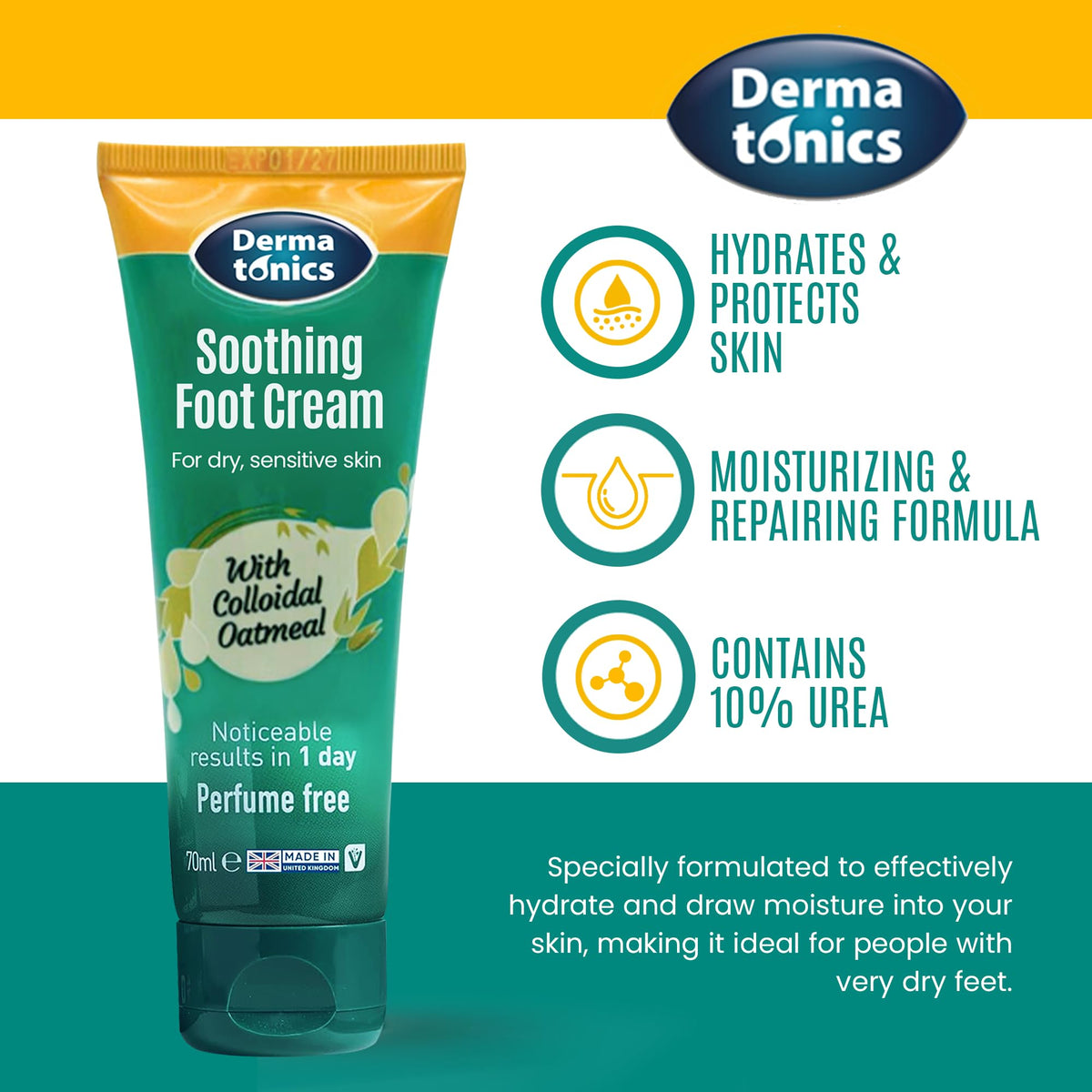 Dermatonics being applied to heel to soften cracked skin