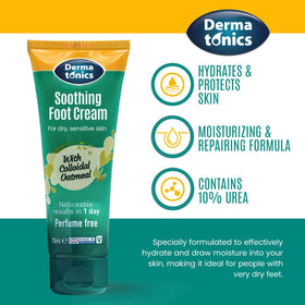 Dermatonics being applied to heel to soften cracked skin