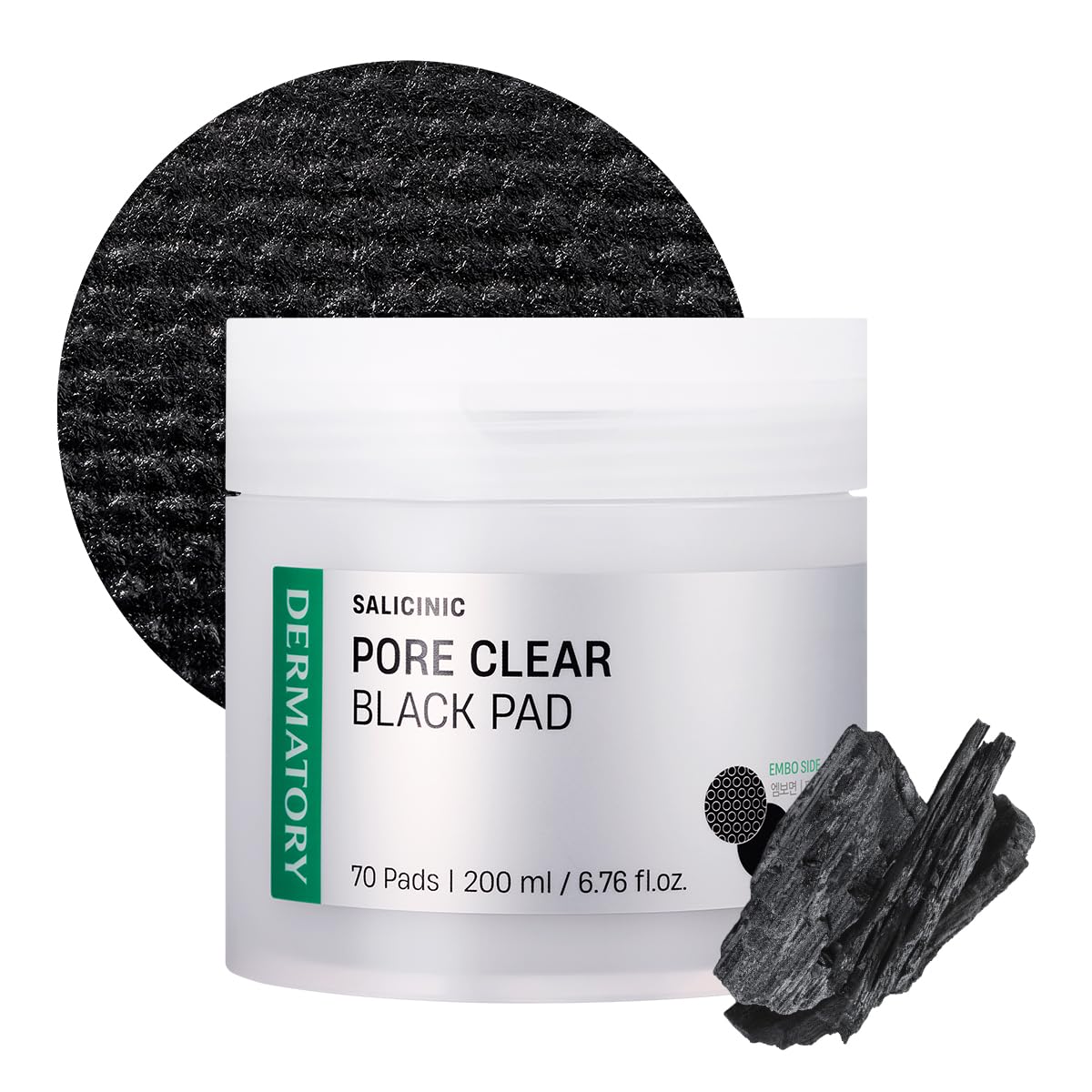 DERMATORY front packaging showing dual-textured pore pads and benefits
