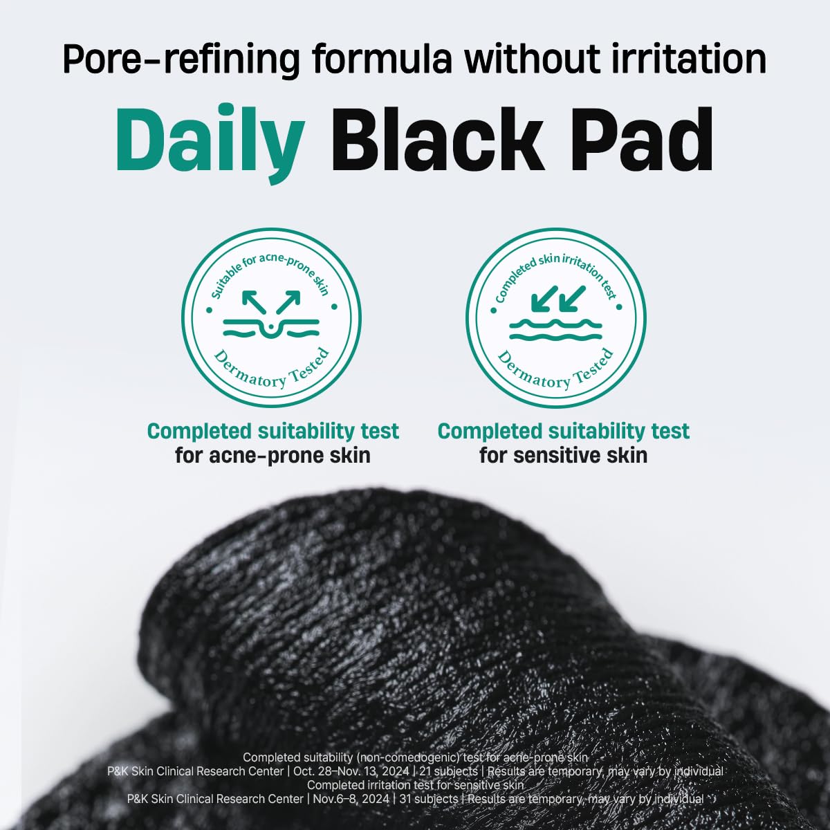 DERMATORY pad held in hand showing compact size for travel
