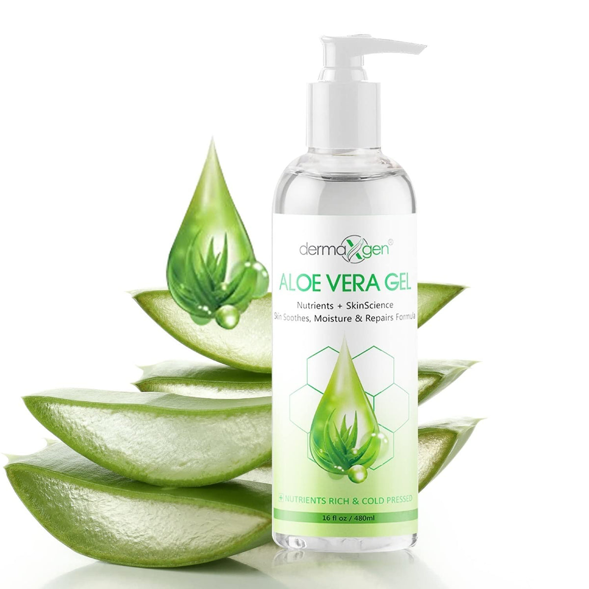 DERMAXGEN front label showing 16 fl oz bottle and benefits